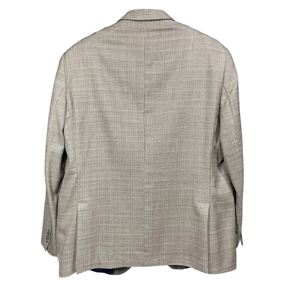 Cremieux Mens 48L Blazer Sport Coat 100% Wool Micro Check Brown Tan 2-Button